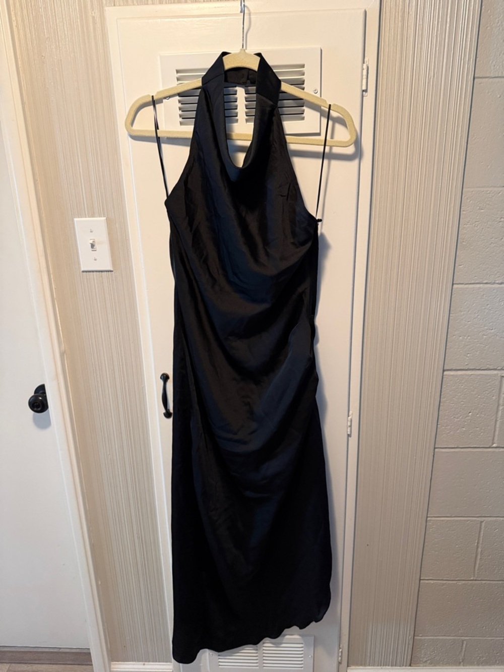 Vici Black Halter Cowl-Front Maxi Dress